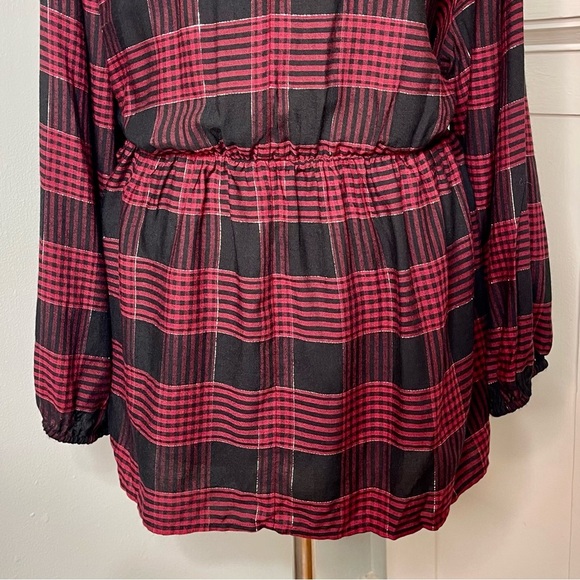Lane Bryant Red Metallic Plaid Wrap Blouse Size 22 Nwt - Picture 9 of 13